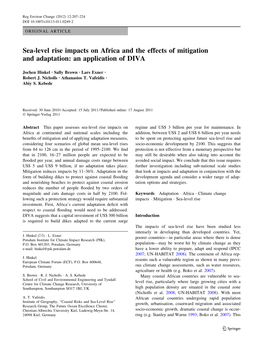 Sea-Level Rise Impacts on Africa and the Effects of Mitigation and Adaptation: an Application of DIVA