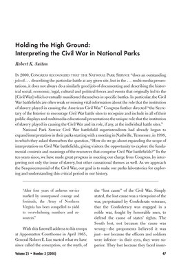 Interpreting the Civil War in National Parks