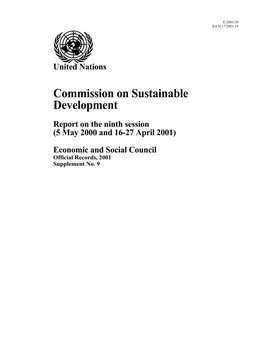 Commission on Sustainable Development Report on the Ninth Session (5 May 2000 and 16-27 April 2001)