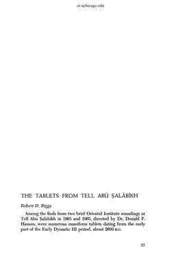 The Tablets from Tell Abu Salabikh