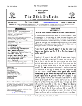 Sangrand and Sikhi, Karminder Singh Dhillon…..2 Sikhism on Women, Jasbir Singh Sethi…………11 Reversal of Excummunication Order by Akal Takhat Jathedar