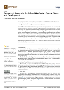 Contractual Systems in the Oil and Gas Sector: Current Status and Development