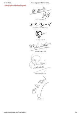 Autographs of Indian Legends