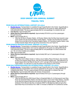 2020 Unicef Usa Annual Summit Travel Tips