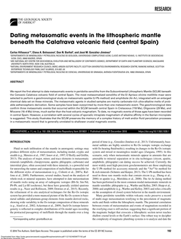 RESEARCH Dating Metasomatic Events in the Lithospheric Mantle Beneath the Calatrava Volcanic Field