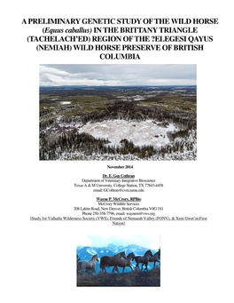 Wild Horse Pr Minary Genetic Study of the Wild