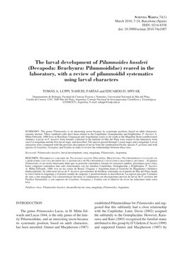 The Larval Development of Pilumnoides
