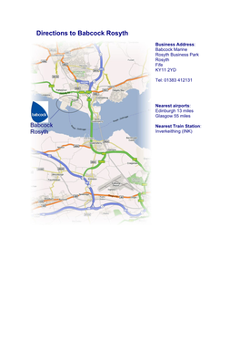 Directions to Babcock Marine at Rosyth