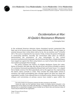 Occidentalism at War: Al-Qaida's Resistance Rhetoric