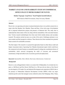 Market Analysis and Feasibility Study of Commercial Office Space in Micro-Market of Panvel