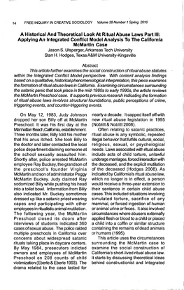 A Historical and Theoretical Look at Ritual Abuse Laws Part Ill: Applying an Integrated Conflict Model Analysis to the California Mcmartin Case Jason S