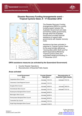 Tropical Cyclone Owen, 9 - 17 December 2018