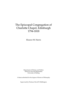 The Episcopal Congregation of Charlotte Chapel, Edinburgh 1794-1818