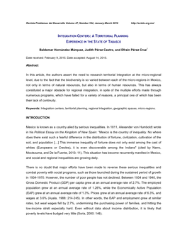 Integration Centers: a T Erritorial Planning