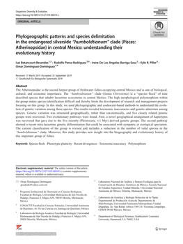 Phylogeographic Patterns and Species Delimitation in The