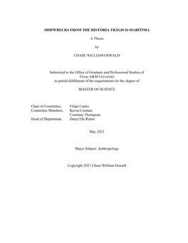 SHIPWRECKS from the HISTÓRIA TRÁGICO-MARÍTIMA a Thesis By