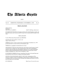 The Alberta Gazette, Part I, November 15, 1995