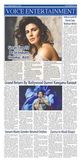 'Bollywood Queen' Kangana Ranaut Great Time to Be in Indian Cinema