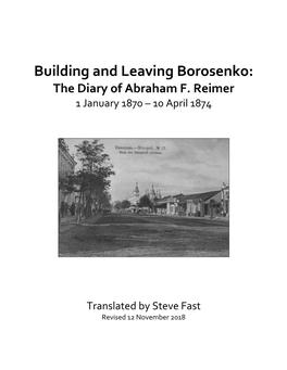 Building and Leaving Borosenko: the Diary of Abraham F