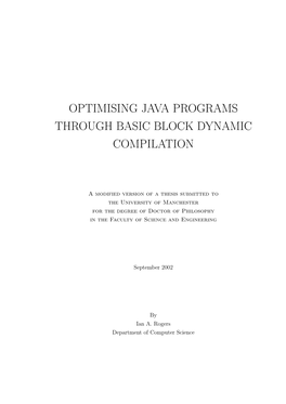 Optimising Java Programs Through Basic Block Dynamic Compilation