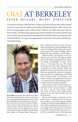 OJAI at BERKELEY PETER SELLARS, Music DIRECTOR