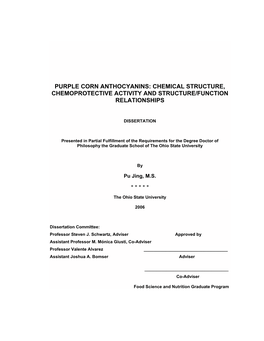 Purple Corn Anthocyanins: Chemical Structure, Chemoprotective Activity and Structure/Function Relationships