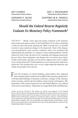 Should the Federal Reserve Regularly Evaluate Its Monetary Policy Framework?