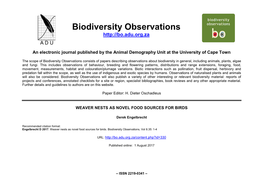 Biodiversity Observations