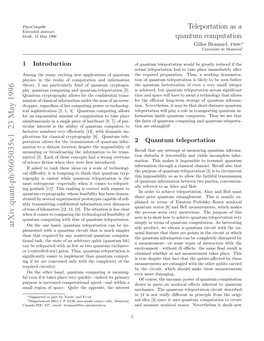 Teleportation As a Quantum Computation