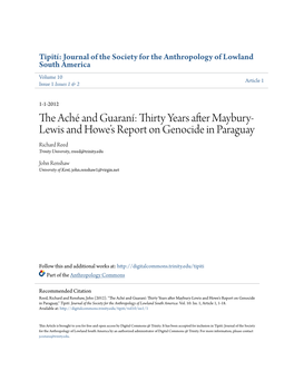 The Aché and Guaraní: Thirty Years After Maybury-Lewis and Howe's