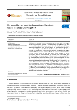 Mechanical Properties of Bamboo As Green Materials to Reduce The