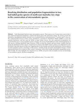 Resolving Distribution and Population Fragmentation in Two Leaf-Tailed Gecko Species of North-East Australia: Key Steps in the Conservation of Microendemic Species