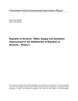 IEE: Armenia: Water Supply and Sanitation Improvement in The