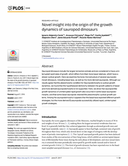 Novel Insight Into the Origin of the Growth Dynamics of Sauropod Dinosaurs