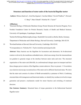 Structure and Function of Stator Units of the Bacterial Flagellar Motor