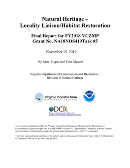 Natural Heritage – Locality Liaison/Habitat Restoration