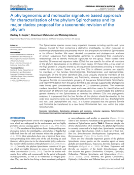 A Phylogenomic and Molecular Signature Based