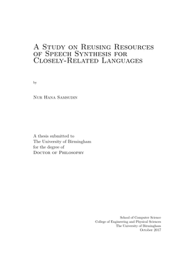 A Study on Reusing Resources of Speech Synthesis for Closely-Related Languages