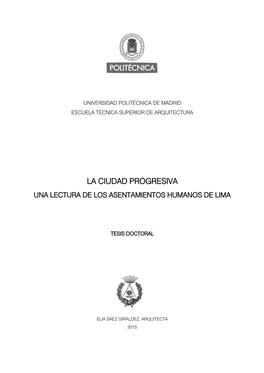 La Ciudad Progresiva Una Lectura De Los Asentamientos Humanos De Lima