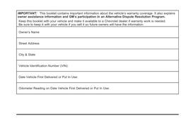 2004 Chevrolet Impala Warranty Guide