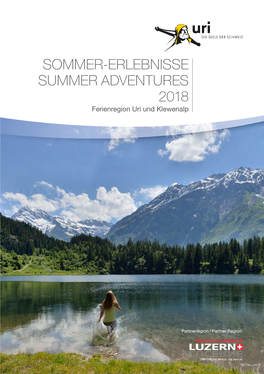 SOMMER-ERLEBNISSE SUMMER ADVENTURES 2018 Ferienregion Uri Und Klewenalp