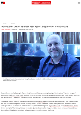 How Quantic Dream Defended Itself Against Allegations of a 'Toxic Culture'