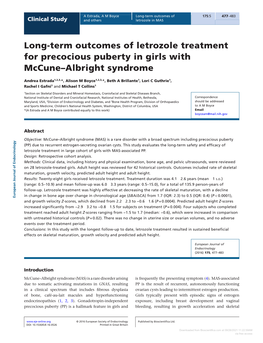 Long-Term Outcomes of Letrozole Treatment for Precocious Puberty In