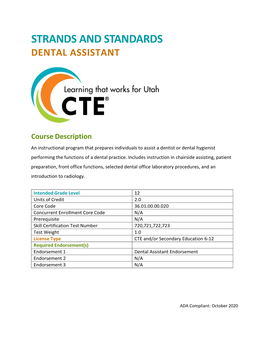 Strands and Standards Dental Assistant