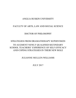 Anglia Ruskin University Faculty of Arts, Law And