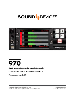 Sound Devices 970 User Guide