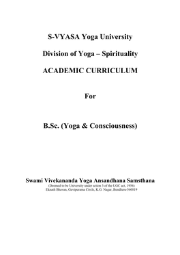 Bsc Yoga and Consciousness 2017