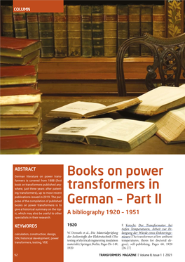 Books on Power Transformers in German – Part II