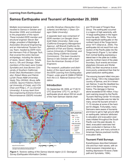 Samoa Earthquake and Tsunami of September 29, 2009