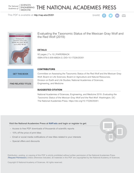 Evaluating the Taxonomic Status of the Mexican Gray Wolf and the Red Wolf (2019)